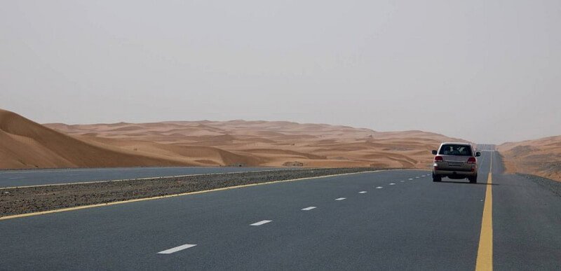 Al Qudra desert road drive