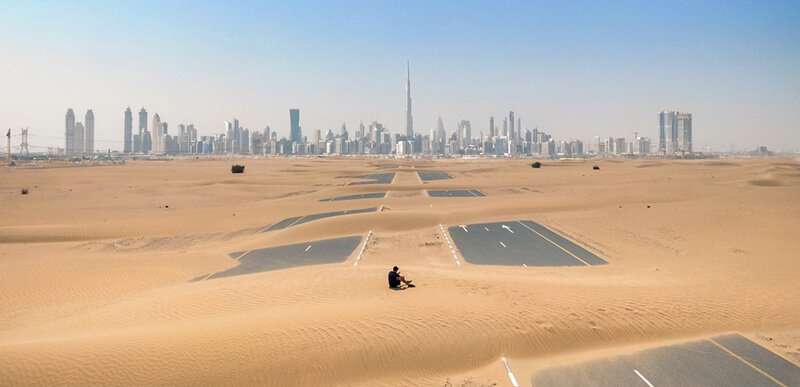 Scenic desert road drive
